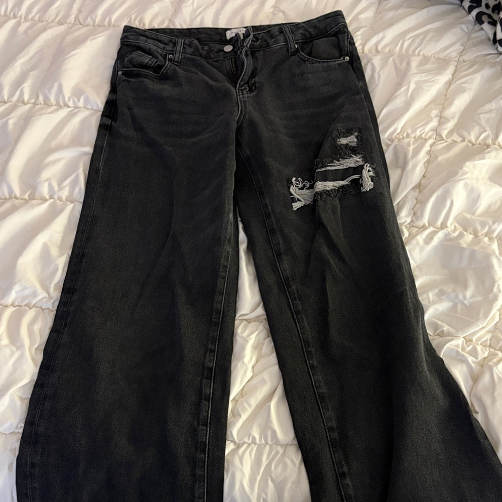 PacSun Black Distressed Flare Jeans
